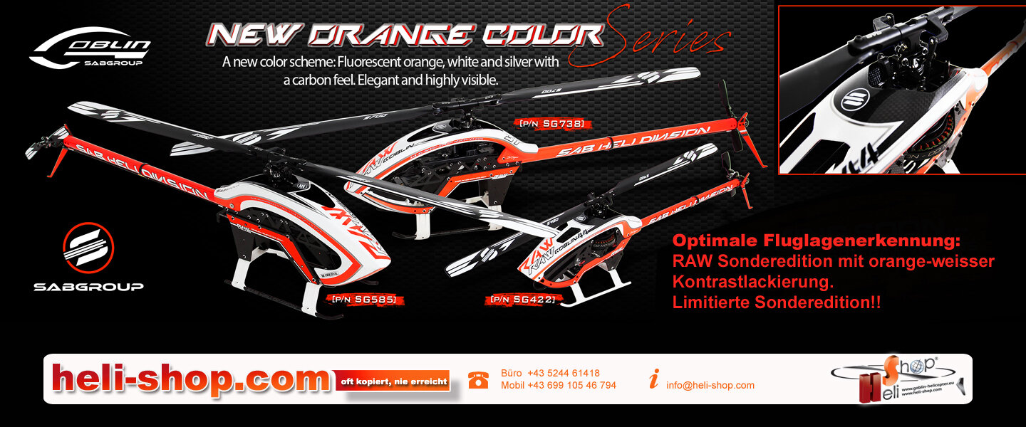 SAB Goblin RAW Serie in orange von Heli-Shop RC Helikopter