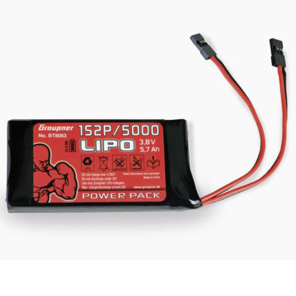 Senderakku LiPo 1S2P/5000 3,8 V TX 27Wh für Graupner HOTT Anlagen
