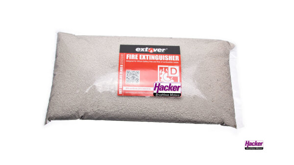 Fire protection and Fire-extinguishing granules for Lithium Akkus in plastic pillow 5l