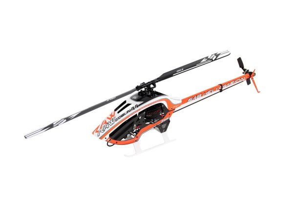 SAB Goblin RAW 420 White/Orange Special Edition Heli Kit with CF Blades and Direct Drive BL-Motor