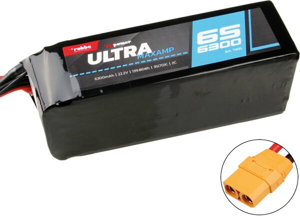 RO-POWER ULTRA MAXAMP 6300MAH 22,2 VOLT 6S 35(70)C LIPO AKKU XT-90