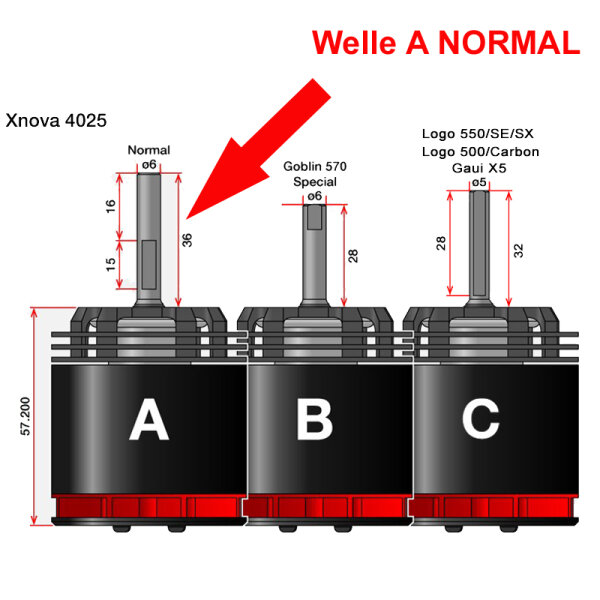Welle Typ A NORMAL / L=36mm / D=6mm